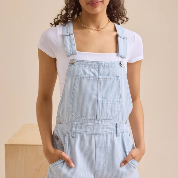 Altar'd State Bobbie Striped Shortall Light Blue Striped - Picture 3 of 5